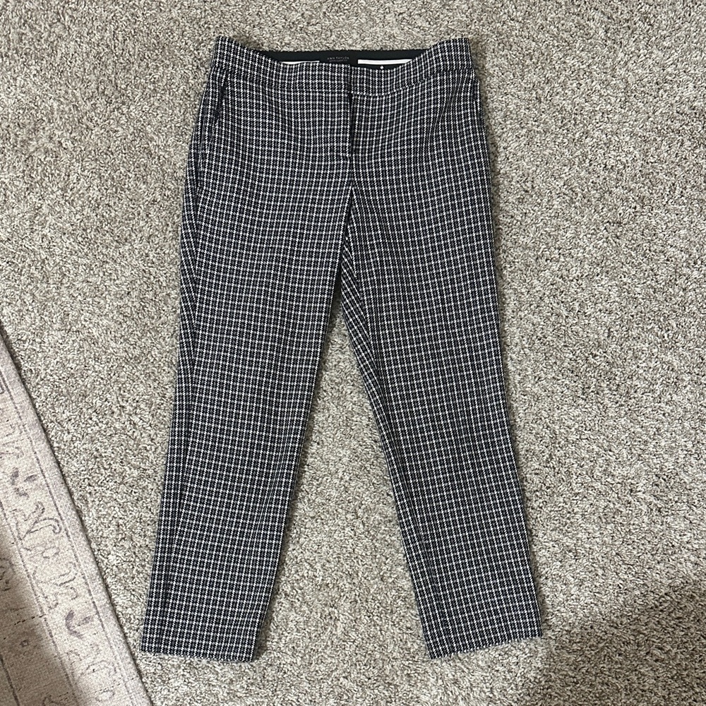 Ann Taylor Black and White Checkered Cropped Pants